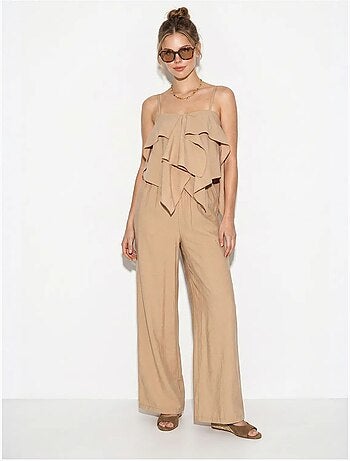 Ensemble blouse bustier et pantalon large à volants lucci