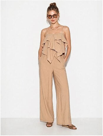 Ensemble blouse bustier et pantalon large à volants lucci