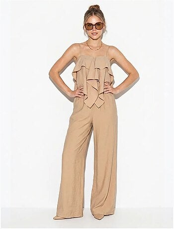 Ensemble blouse bustier et pantalon large à volants lucci
