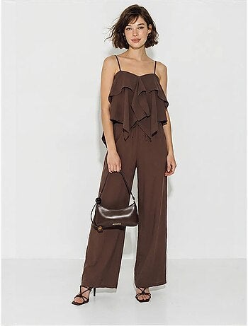 Ensemble blouse bustier et pantalon large à volants lucci