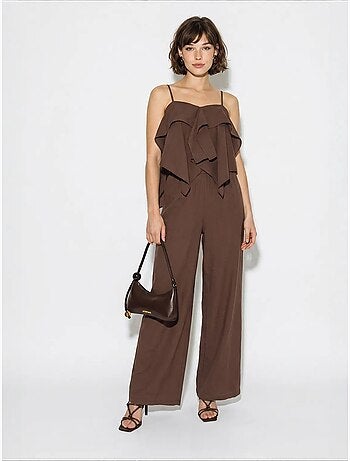 Ensemble blouse bustier et pantalon large à volants lucci