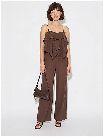 Ensemble blouse bustier et pantalon large à volants lucci