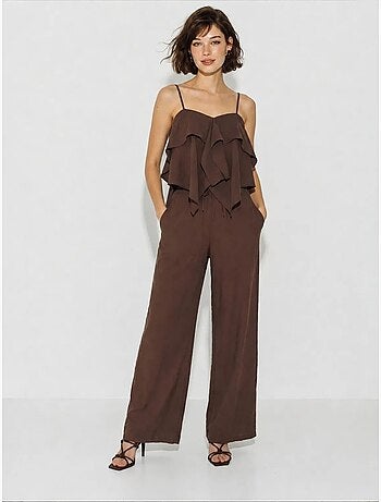 Ensemble blouse bustier et pantalon large à volants lucci
