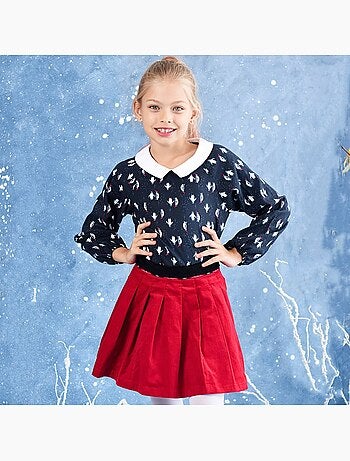 Ensemble Blouse col claudine & jupe plissée - 'LA FAUTE A VOLTAIRE'