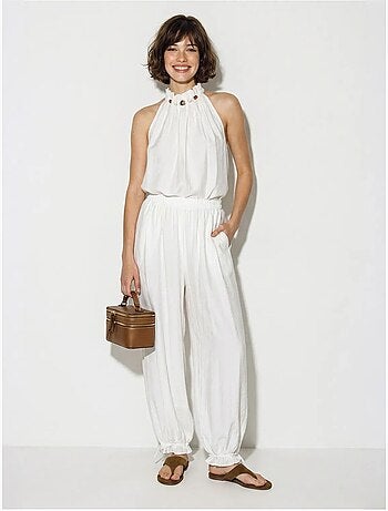Ensemble blouse dos-nu et pantalon taille haute lucci