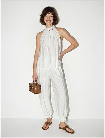 Ensemble blouse dos-nu et pantalon taille haute lucci