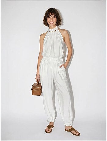 Ensemble blouse dos-nu et pantalon taille haute lucci