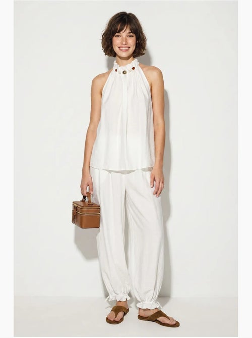 Ensemble blouse dos-nu et pantalon taille haute lucci - Kiabi Ensemble blouse dos-nu et pantalon taille haute lucci - Kiabi