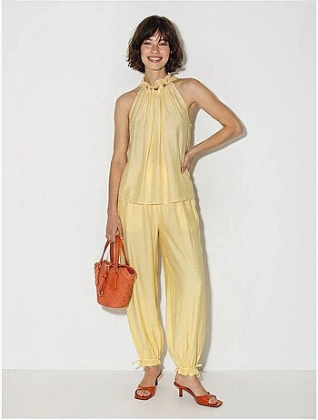 Ensemble blouse dos-nu et pantalon taille haute lucci