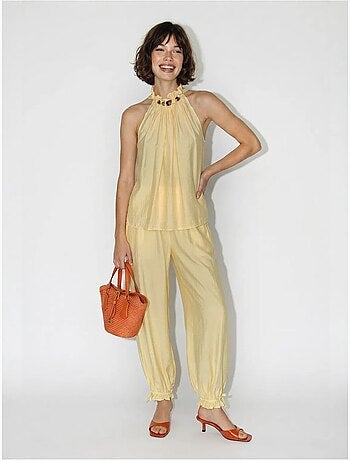 Ensemble blouse dos-nu et pantalon taille haute lucci