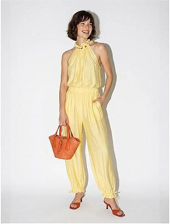 Ensemble blouse dos-nu et pantalon taille haute lucci