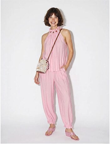 Ensemble blouse dos-nu et pantalon taille haute lucci