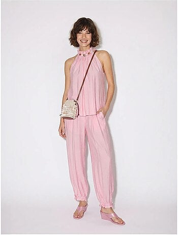 Ensemble blouse dos-nu et pantalon taille haute lucci