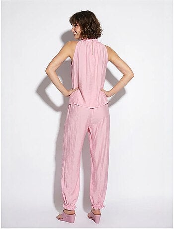 Ensemble blouse dos-nu et pantalon taille haute lucci