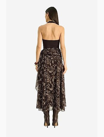 Ensemble blouse en mousseline à imprimé ethnique et jupe midi lucci