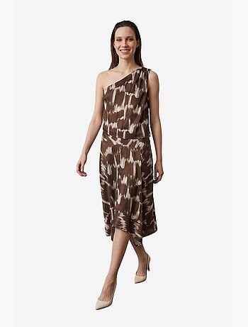 Ensemble blouse en satin asymétrique et jupe midi my fashion