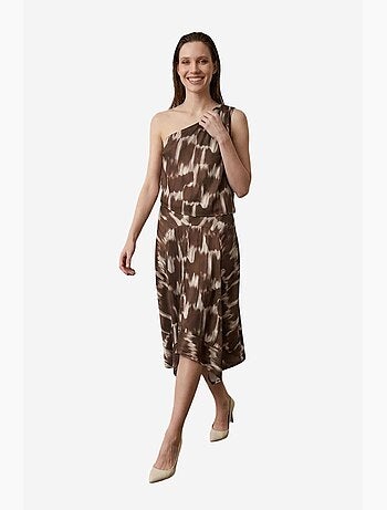 Ensemble blouse en satin asymétrique et jupe midi my fashion