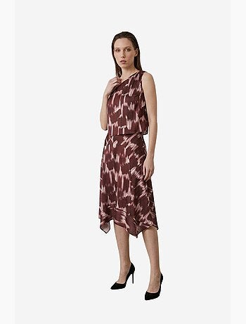 Ensemble blouse en satin asymétrique et jupe midi my fashion
