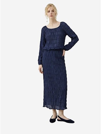 Ensemble blouse et jupe longue en coton texturé lucci