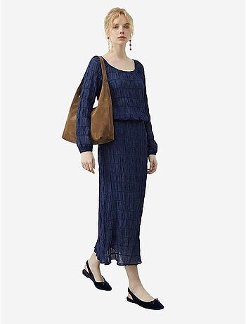 Ensemble blouse et jupe longue en coton texturé lucci