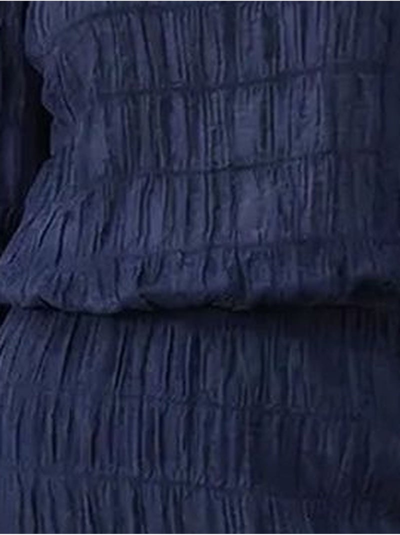 Ensemble blouse et jupe longue en coton texturé lucci Bleu marine - Kiabi