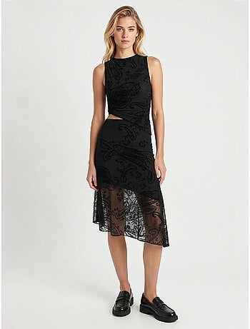 Ensemble blouse et jupe midi en tulle imprimé istanbul