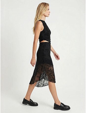 Ensemble blouse et jupe midi en tulle imprimé istanbul