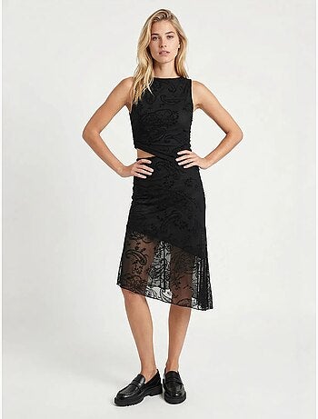 Ensemble blouse et jupe midi en tulle imprimé istanbul