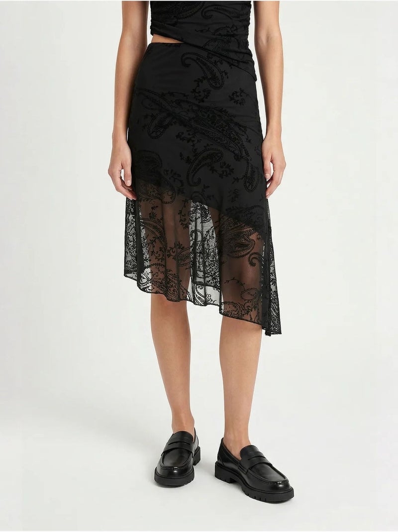 Ensemble blouse et jupe midi en tulle imprimé istanbul Noir - Kiabi