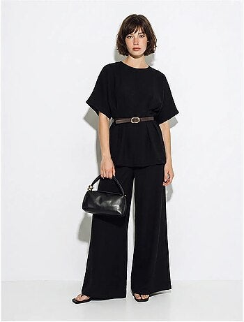 Ensemble blouse et pantalon large en viscose et lin lucci