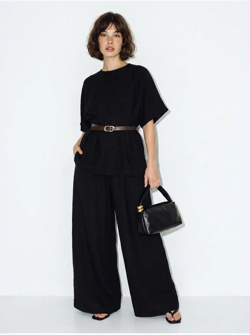 Ensemble blouse et pantalon large en viscose et lin lucci - Kiabi Ensemble blouse et pantalon large en viscose et lin lucci - Kiabi