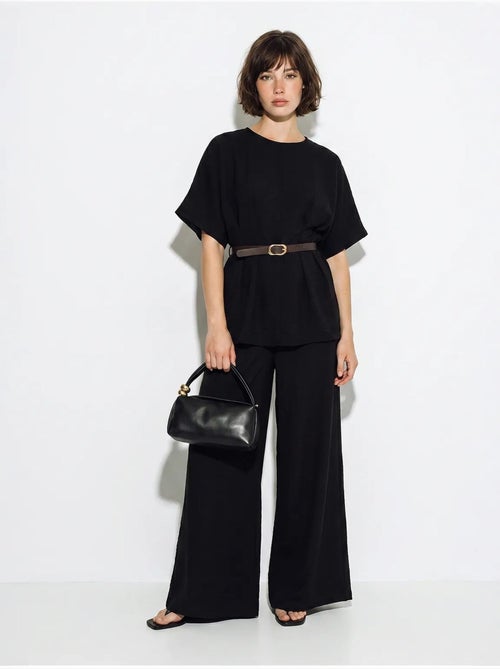 Ensemble blouse et pantalon large en viscose et lin lucci - Kiabi Ensemble blouse et pantalon large en viscose et lin lucci - Kiabi