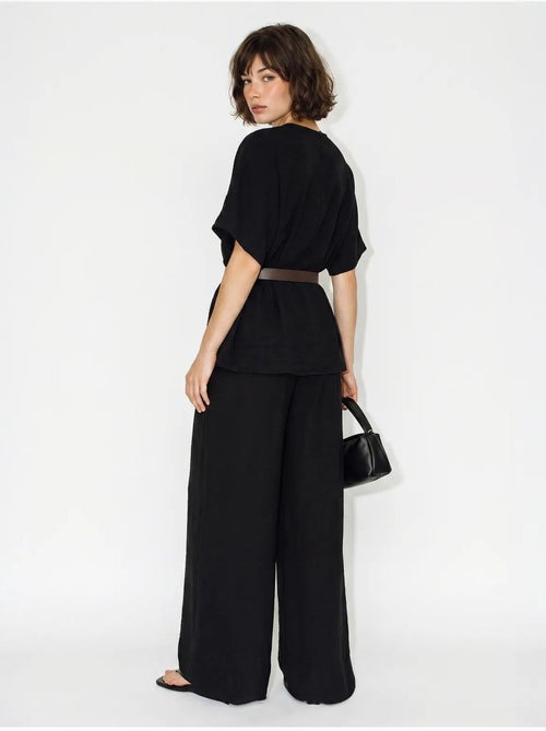 Ensemble blouse et pantalon large en viscose et lin lucci - Kiabi Ensemble blouse et pantalon large en viscose et lin lucci - Kiabi