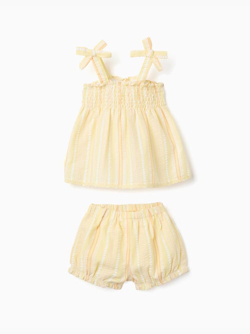 Ensemble blouse et short en coton à rayures - Kiabi