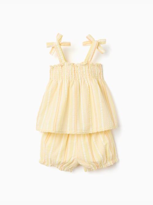 Ensemble blouse et short en coton à rayures - Kiabi