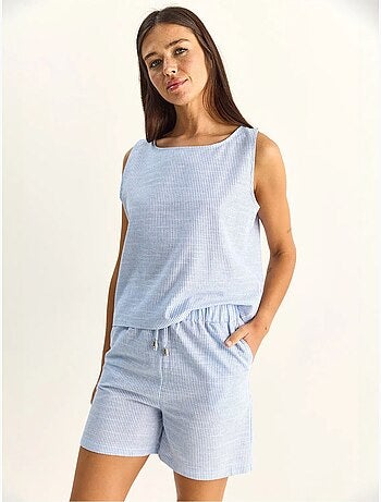 Ensemble blouse et short rayé en seersucker lucci