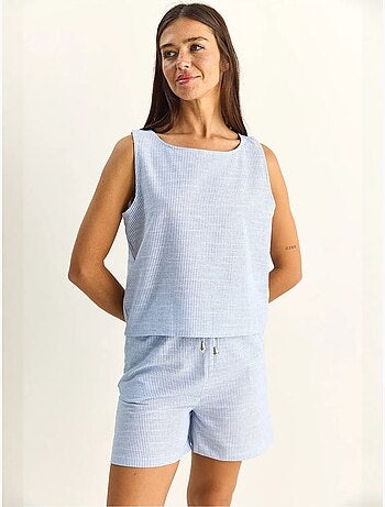 Ensemble blouse et short rayé en seersucker lucci