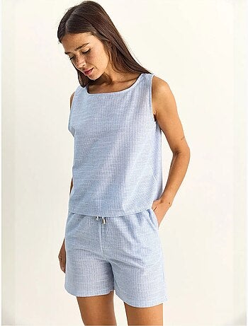 Ensemble blouse et short rayé en seersucker lucci