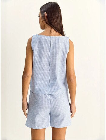 Ensemble blouse et short rayé en seersucker lucci