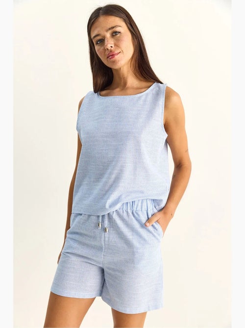 Ensemble blouse et short rayé en seersucker lucci - Kiabi Ensemble blouse et short rayé en seersucker lucci - Kiabi