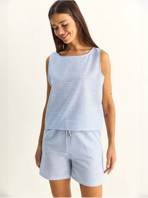 Ensemble blouse et short rayé en seersucker lucci - Kiabi Ensemble blouse et short rayé en seersucker lucci - Kiabi