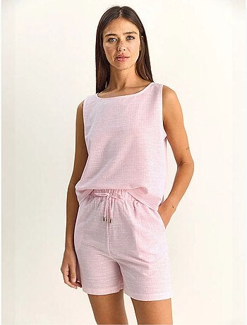 Ensemble blouse et short rayé en seersucker lucci