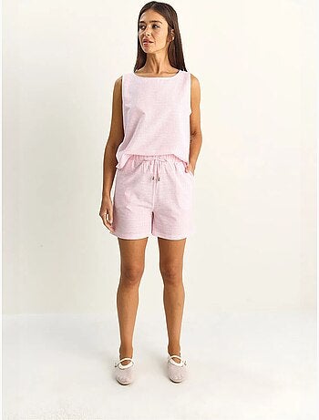 Ensemble blouse et short rayé en seersucker lucci