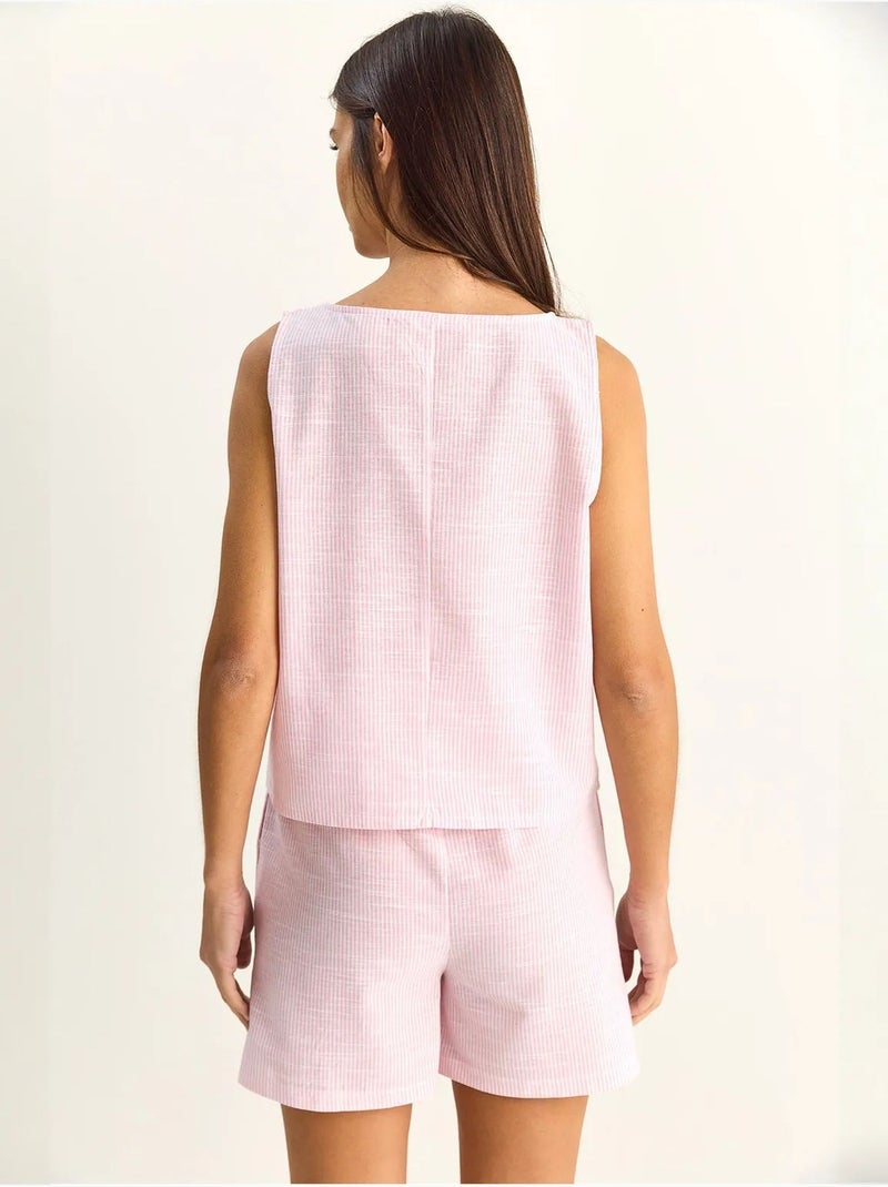 Ensemble blouse et short rayé en seersucker lucci Rose clair - Kiabi