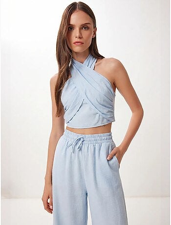 Ensemble blouse halter et pantalon large istanbul