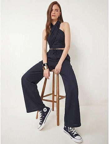 Ensemble blouse halter et pantalon large istanbul
