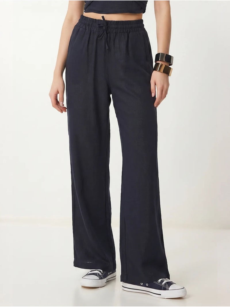Ensemble blouse halter et pantalon large istanbul Bleu marine - Kiabi