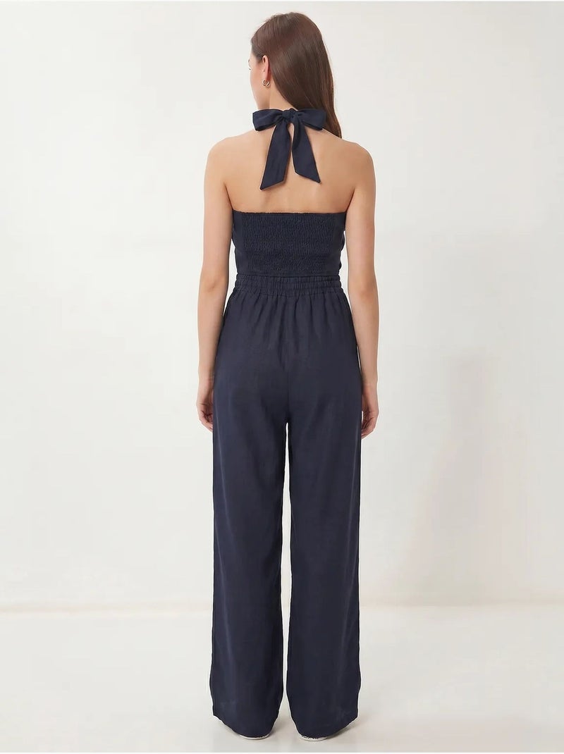 Ensemble blouse halter et pantalon large istanbul Bleu marine - Kiabi