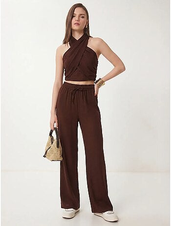 Ensemble blouse halter et pantalon large istanbul