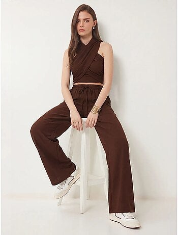 Ensemble blouse halter et pantalon large istanbul